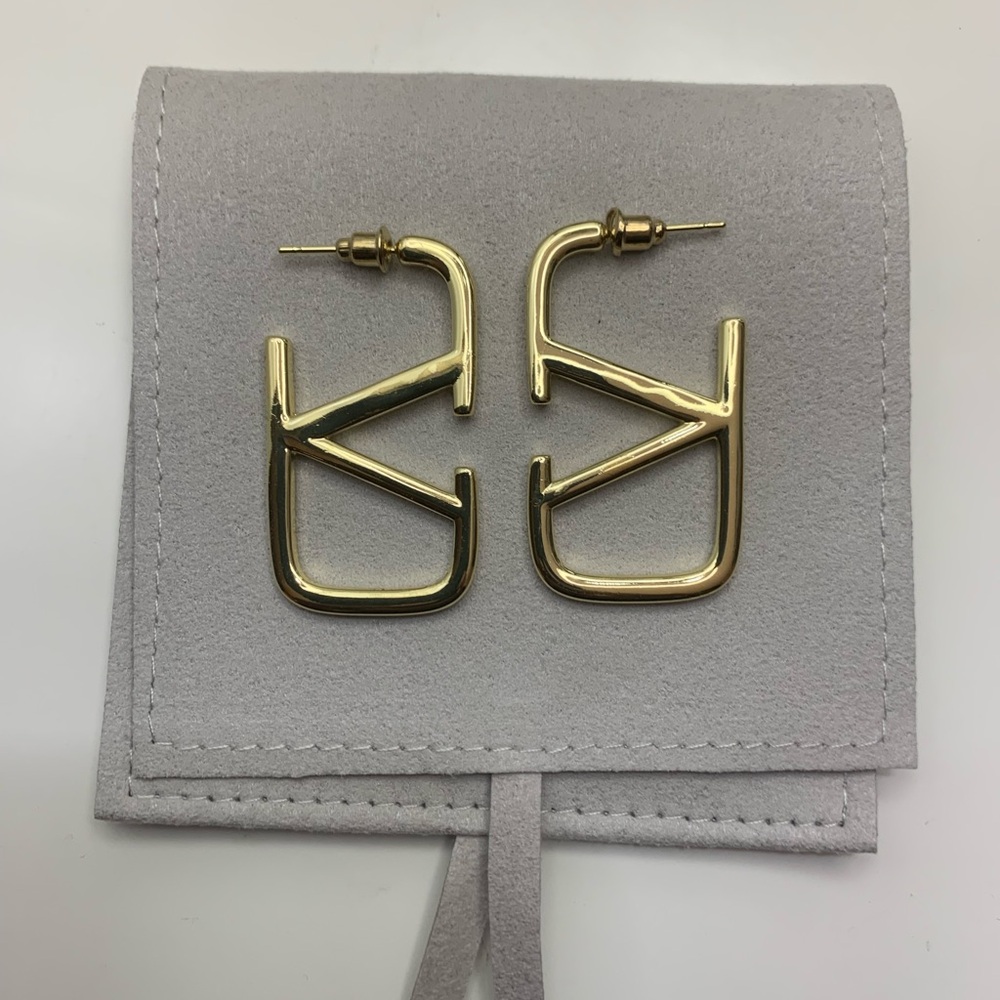 Gold V Earrings - Picture 2 of 2